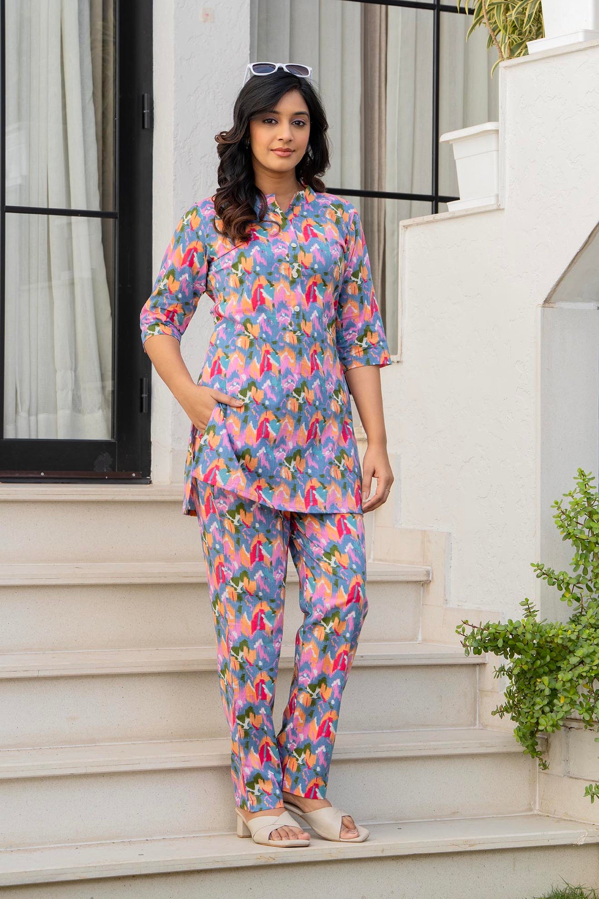Multicolor Floral Co-ord Night Suit