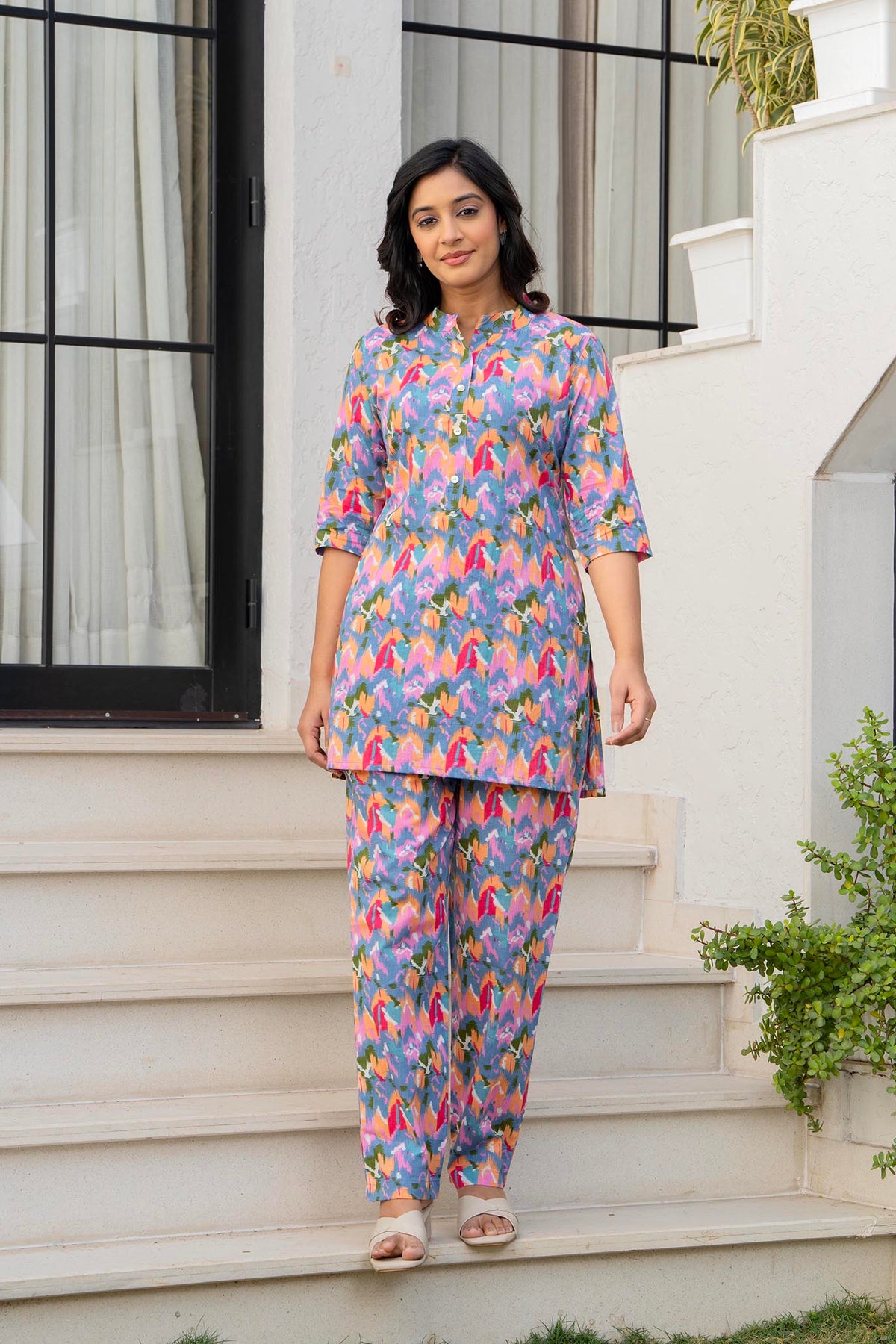 Multicolor Floral Co-ord Night Suit