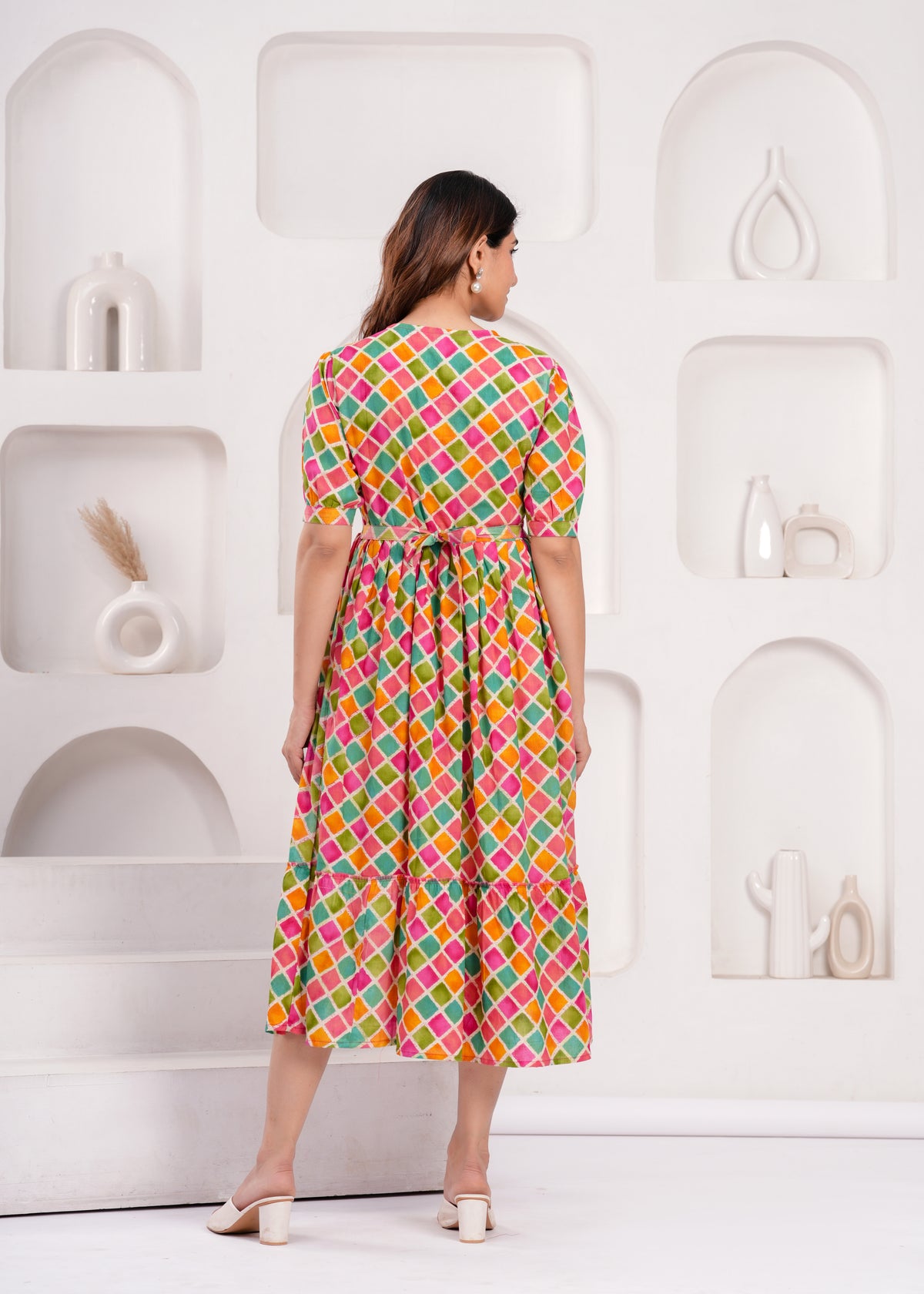 Women’s Multicolor Floral Printed Flared Dress