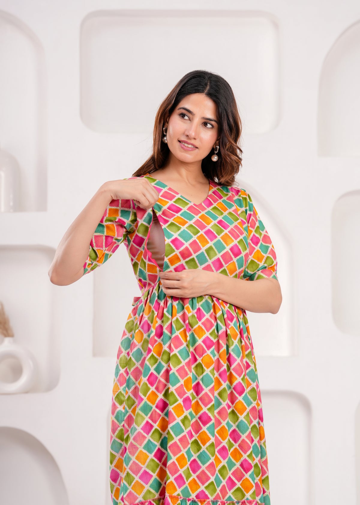 Women’s Multicolor Floral Printed Flared Dress