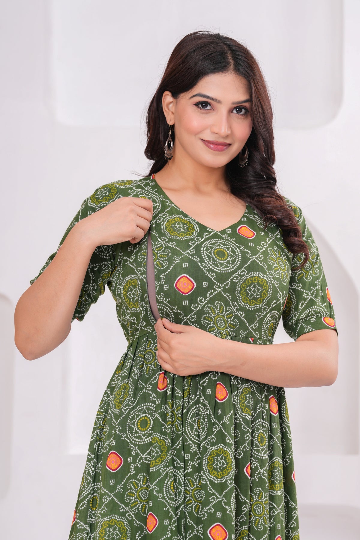 Women’s Green Floral Printed Flared Gown