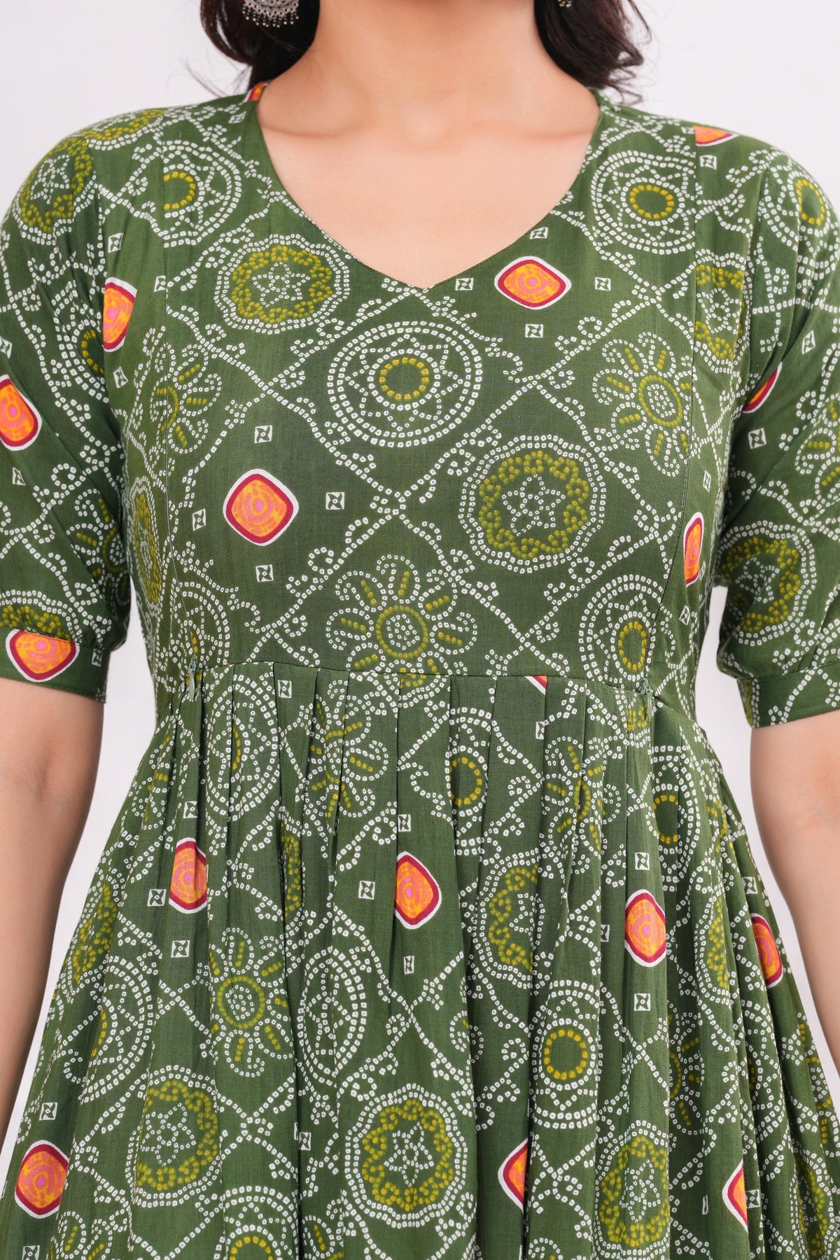 Women’s Green Floral Printed Flared Gown