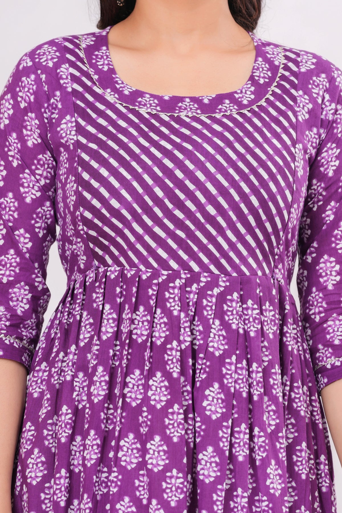 Women’s Purple Printed Flared Gown