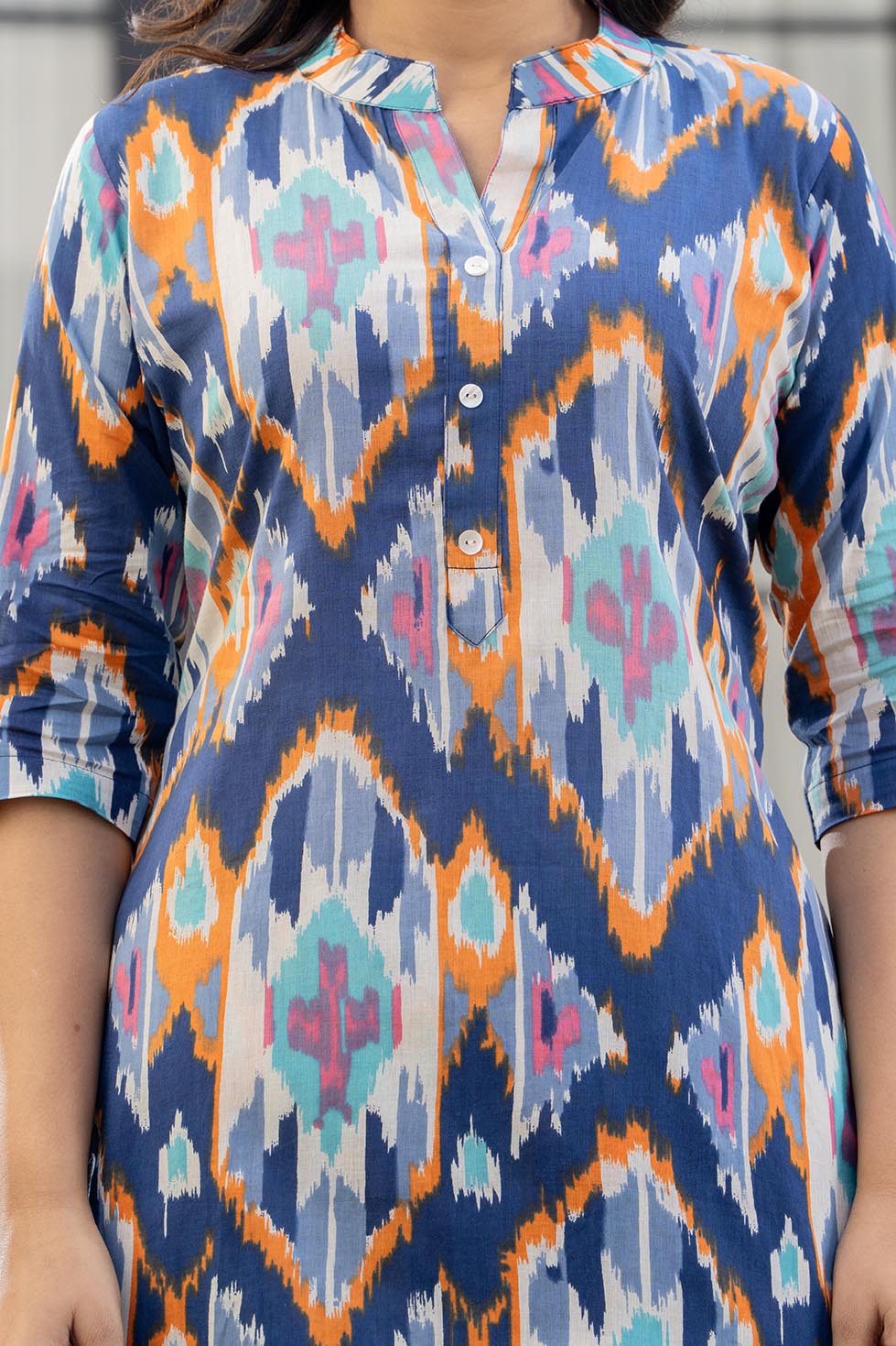 Blue Geometric Printed Women’s Co-ord Night Suit