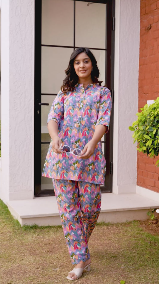 Multicolor Floral Co-ord Night Suit